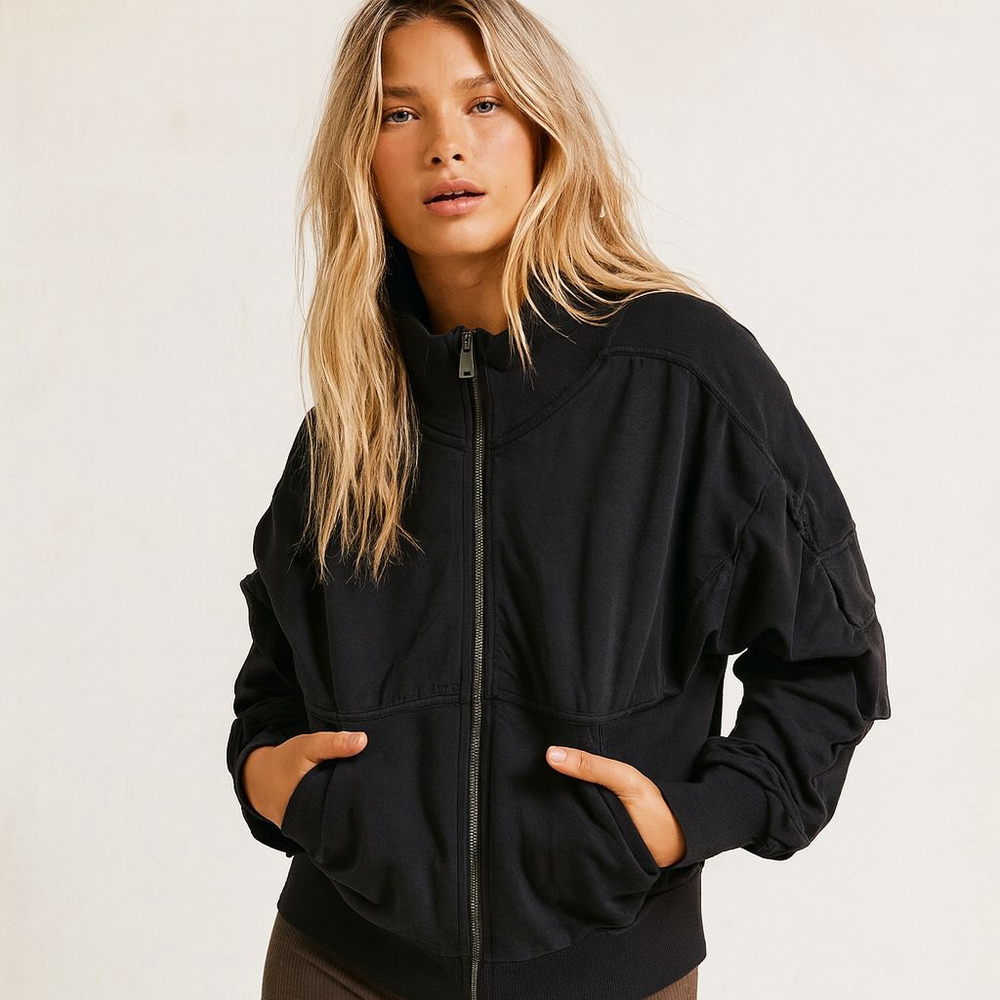 Free People Cargo Pocket Zip Jacket | Elevated Athleisure Staple Sz M NWT